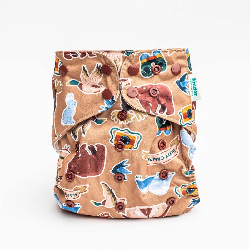 Kinder Big Adventure Cloth Diapers Set of 5 Reusable Baby Diapers Pocket Style Athletic Wicking Jersey, Bamboo Viscose Inserts, Wet Bag, Newborn to Potty Training 7-60lbs, Outdoors Nature Camping - Image 5